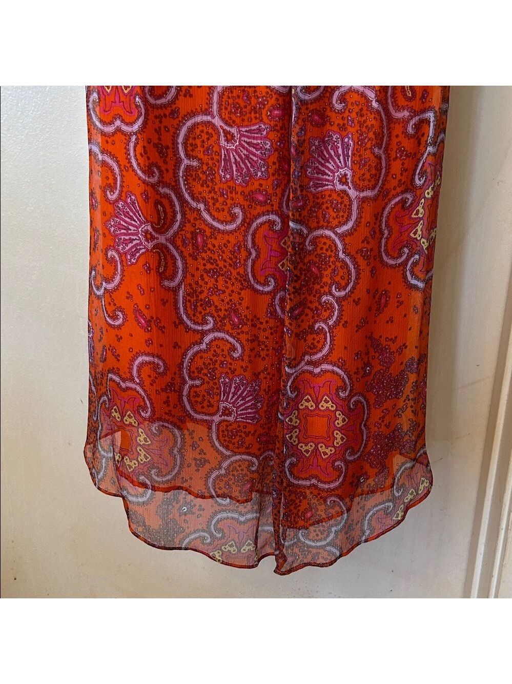Laundry By Shelli Segal Silk Orange and Purple Maxi Dress size M - Picture 10 of 13